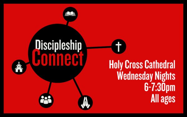 Discipleship Connect. Holy Cross Cathedral. Wednesday Nights 6 to 7:30 pm. All ages.
